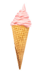 Pink Soft Serve in a Waflle Cone
