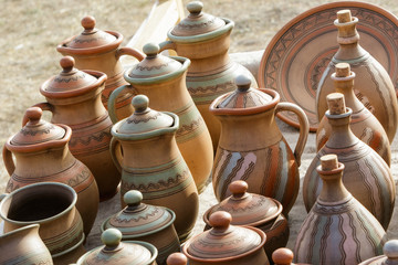 Ceramic clay jugs, crockery