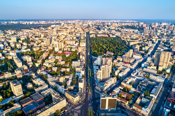 Aerial view of Taras Shevchenko Boulevard in Kiev, Ukraine