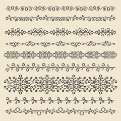 Fototapeta premium Vintage ornaments and dividers. Design elements set. Ornate floral frames and banners. Vector graphic elements for design.