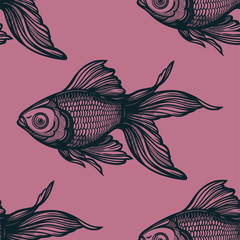 Seamless pattern with goldfish.