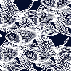 Seamless pattern with goldfish.