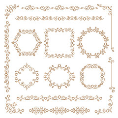 Vintage ornaments and dividers. Design elements set. Ornate floral frames and banners. Vector graphic elements for design.