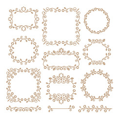Vintage ornaments and dividers. Design elements set. Ornate floral frames and banners. Vector graphic elements for design.
