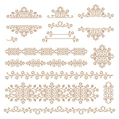 Vintage ornaments and dividers. Design elements set. Ornate floral frames and banners. Vector graphic elements for design.