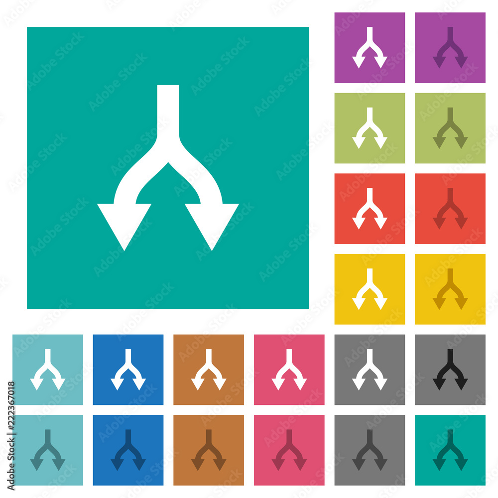 Poster split arrows down square flat multi colored icons