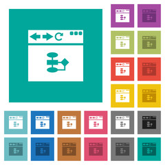 Browser flow chart square flat multi colored icons