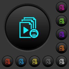 Print playlist dark push buttons with color icons