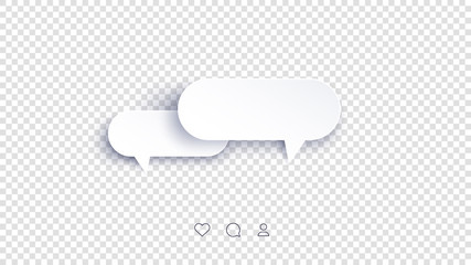 Vector Perfect Paper Style Speech Bubbles. Blank Isolated 3D Paper Stickers On Transparent Background