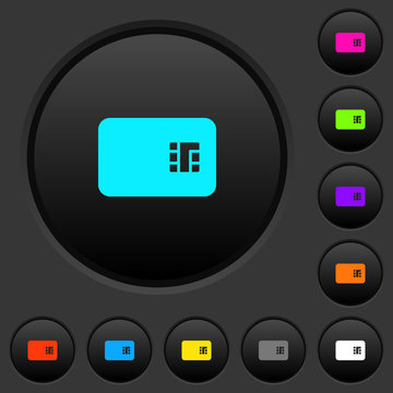 Chip card dark push buttons with color icons