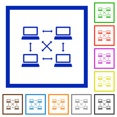 Content delivery network flat framed icons