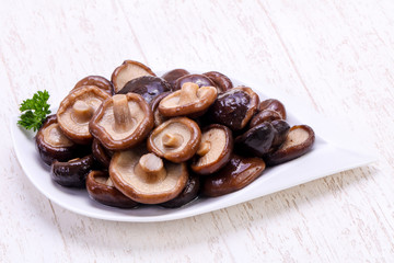 Pickled mushrooms in the bowl
