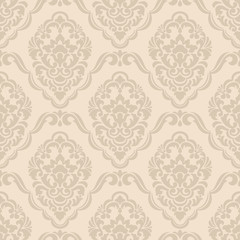 Vector damask seamless pattern background. Classical luxury old fashioned damask ornament, royal victorian seamless texture for wallpapers, textile, wrapping. Exquisite floral baroque template.