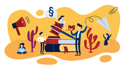 Law concept illustration with gavel and books