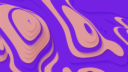 Abstract violet paper cut terrain. Paper sclices with soft shadow form 3d hills. Minimalistic design. Vector illustration. Paper craft landscape.