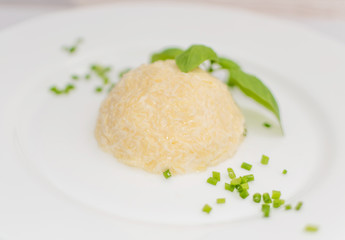 Restaurant Plate of Feta Cheese Spreading Mezze with Garlic