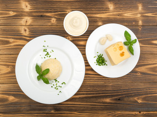 Restaurant Plate of Feta Cheese Spreading Mezze with Garlic