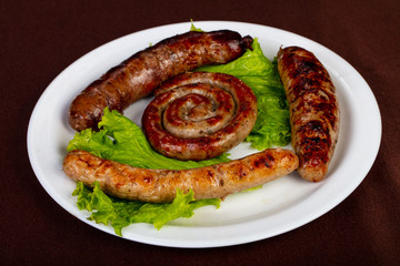 Grilled sausages plate
