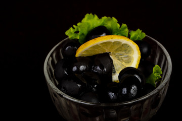 Black olives in the bowl