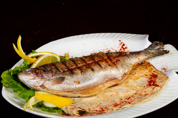 Roasted seabass fish