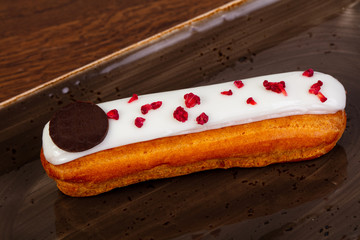 Tasty Eclair with cream