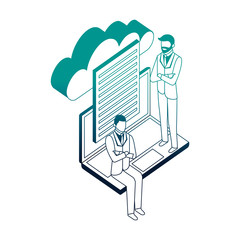 businessmen teamwork with laptop and cloud computing
