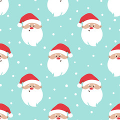 Seamless Christmas pattern with cartoon Santa Claus. Wrapping paper design.