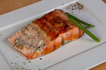Roasted salmon steak