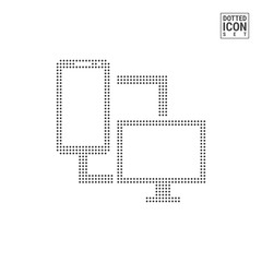 Computer and Smartphone Dot Pattern Icon. Connection Dotted Icon Isolated on White Background. Desktop and Tablet. Vector Background for Banner, Certificate, Poster Design, Visiting Card.