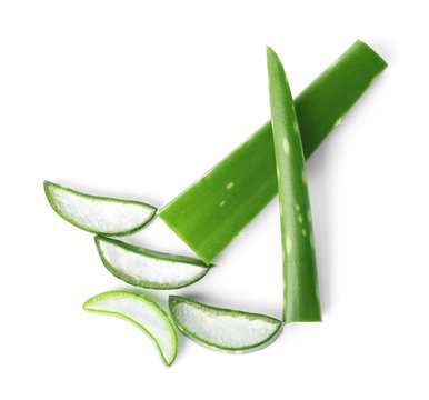 Aloe Vera Slices On White Background