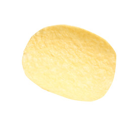 Tasty crispy potato chip on white background