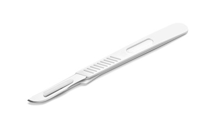 Surgical scalpel on white background. Medical tool