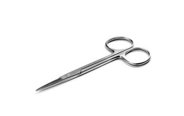 Surgical scissors on white background. Medical tool