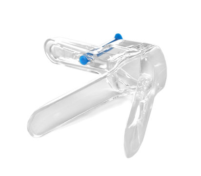 Vaginal speculum on white background. Medical treatment