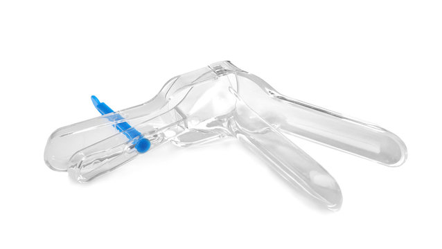 Vaginal speculum on white background. Medical treatment