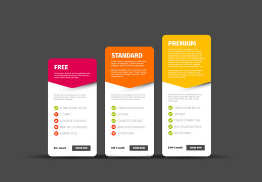 Product/Service Price Comparison Cards Layout 