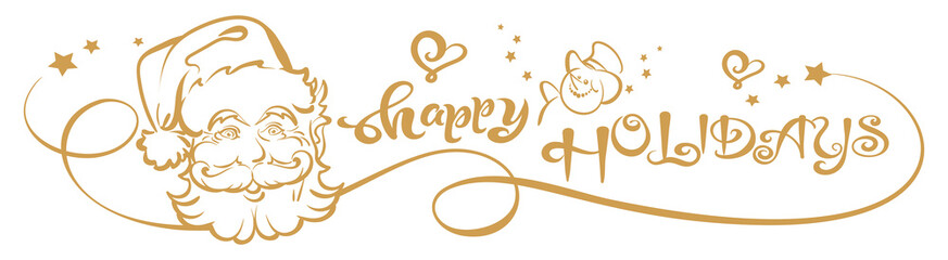 Christmas Banner with Santa Claus and the inscription happy holidays