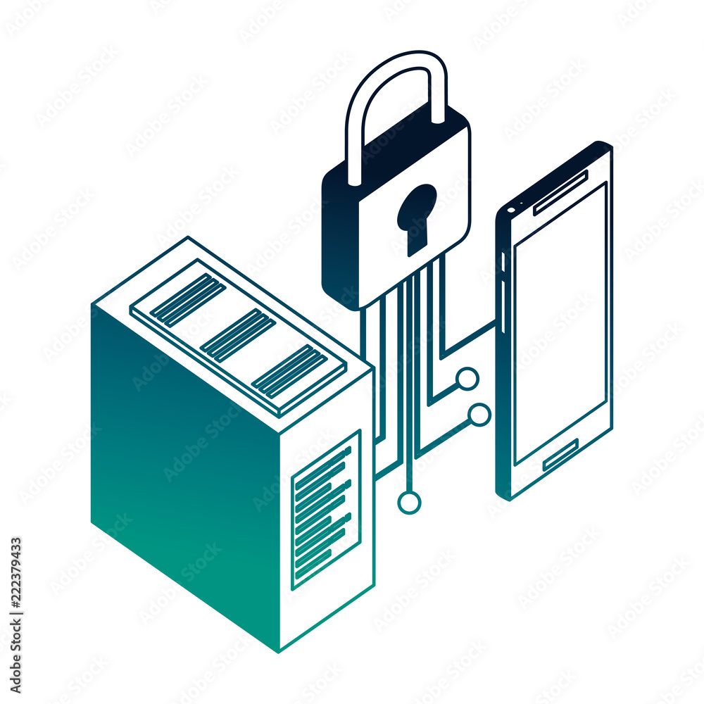 Poster smartphone device with data server and padlock