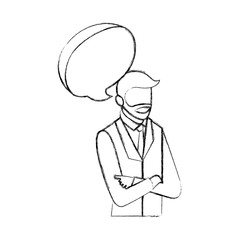elegant businessman with speech bubble character icon