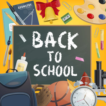 Back to School chalk blackboard vector poster