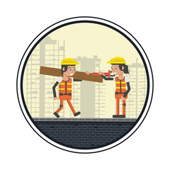 Geometric workers cartoons