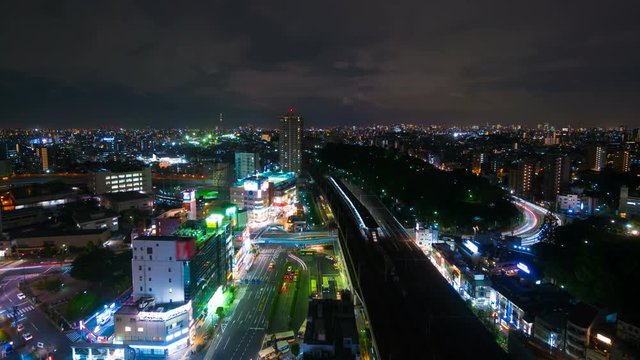 東京夜景・タイムラプス・様々な交通網がクロス