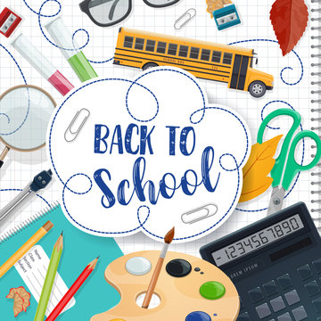 Back to School lettering and stationery poster