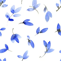 Fotobehang Vlinders Met waterverf en inkt geschilderd patroon van boombladeren
