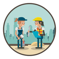 Geometric workers cartoons