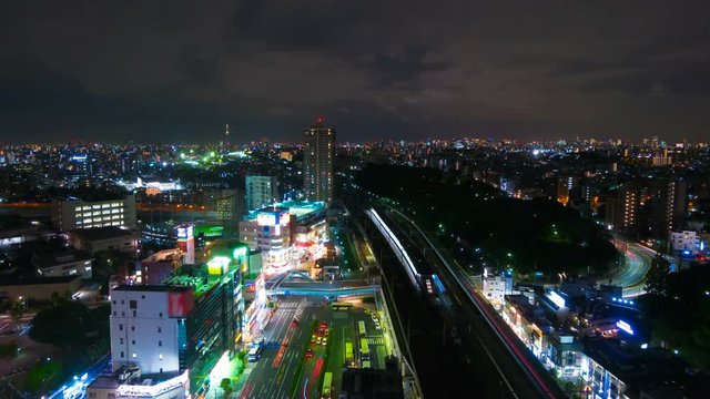 東京夜景・タイムラプス・様々な交通網がクロス