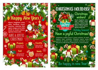 Christmas Day and New Year holiday greeting banner