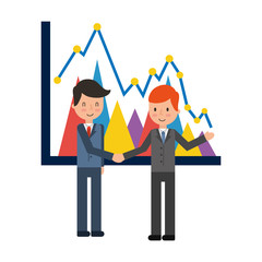 businessmen elegant with statistics graphical isolated icon