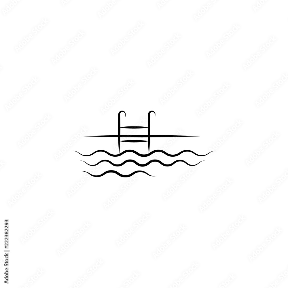 Poster swimming pool icon. element of anti aging icon for mobile concept and web apps. doodle style swimmin