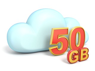 Cloud icon 50 GB storage capacity 3D